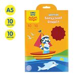 Бархатная бумага А5 , Мульти-Пульти "Приключения Енота", 10л., 10цв., в папке с европодвесом