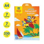 Картон бархатный А4, Мульти-Пульти, 7л., 7цв., в папке с европодвесом, "Приключения Енота"