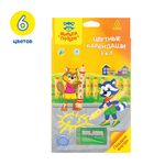 Карандаши цветные Мульти-Пульти "Приключения Енота", 3в1, 06цв., с эфф. акварели, утолщ., картон, европодвес