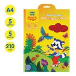 Бархатная бумага самоклеящаяся А4, Мульти-Пульти "Приключения Енота", 5л., 5цв., в папке