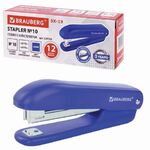 Степлер №10 BRAUBERG "SX-19", до 12 листов, с антистеплером, синий, 228588