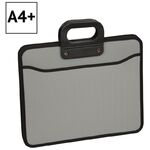 Папка-портфель 3 отделения OfficeSpace А4+, 390*315*120мм, 1000мкм, на молнии (сверху), пластик, серый