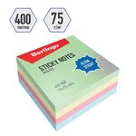 Самоклеящийся блок Berlingo "Ultra Sticky", 75*75мм, 400л., 4 пастельных цвета