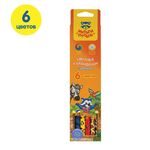 Карандаши цветные Мульти-Пульти "Зоопарк", 06цв., рисунок на корпусе, заточен., картон, европодвес