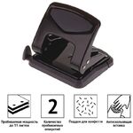 Дырокол OfficeSpace 35л., металлический, черный, с линейкой