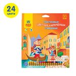 Карандаши цветные пластиковые стираемые Мульти-Пульти "Енот в Венеции", 24цв., с ласт., заточ., картон