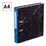 Папка-регистратор OfficeSpace 50мм, мрамор, черная, синий корешок, нижний метал. кант