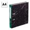 Папка-регистратор OfficeSpace 50мм, мрамор, черная, зеленый корешок, нижний метал. кант