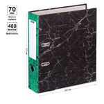 Папка-регистратор OfficeSpace 70мм, мрамор, черная, зеленый корешок, нижний метал. кант