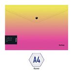 Папка-конверт на кнопке Berlingo "Radiance" А4, 180мкм, желтый/розовый градиент, с рисунком