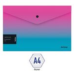 Папка-конверт на кнопке Berlingo "Radiance" А4, 180мкм, розовый/голубой градиент, с рисунком