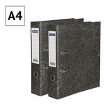 Папка-регистратор OfficeSpace 70мм, мрамор, черная, нижний метал. кант