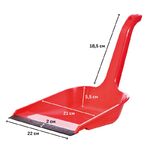 Совок для мусора OfficeClean, высокая ручка, с резиновой кромкой, ширина 22см, пластик, красный