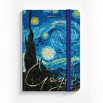 Блокнот с резинкой в клетку 96 л., А5 (145х203 мм), твердая обложка с фольгой, BRAUBERG, "Van Gogh", 113728