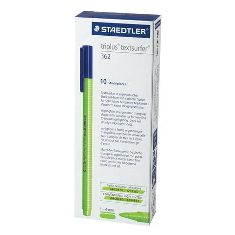 Текстовыделитель STAEDTLER (Германия) "Triplus Textsurfer", НЕОН ЗЕЛЕНЫЙ, трехгранный, линия 1-4 мм, 362-5