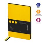 Записная книжка А6 80л., кожзам, Berlingo "Fuze", черный срез, желтый