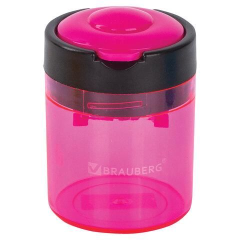 Точилка BRAUBERG "Office Round", 2 отверстия для чернографитных карандашей (в том числе утолщенных), с контейнером, ассорти, 228446