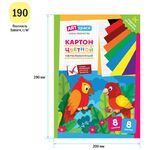 Картон цветной А4, ArtSpace, 8л., 8цв., немелованный, в папке, "Попугай"