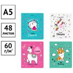 Тетрадь 48л., А5, клетка ArtSpace "Рисунки. The cuties", ТВИН-лак