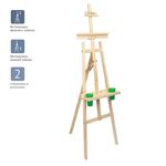 Мольберт напольный Лира с бегунком Гамма "Студия" 53*71*170см, съемная полка, 2 стакана в комплекте, сосна