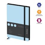 Записная книжка А6 80л., кожзам, Berlingo "Instinct", черный срез, черный/аквамарин, с резинкой