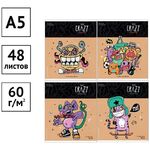 Тетрадь 48л., А5, клетка ArtSpace "Рисунки. Crazy monsters", ТВИН-лак