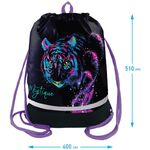 Мешок для обуви 1 отделение Berlingo "Neon Tiger", 510*400мм, расшир. дно, светоотражающая лента, карман на молнии