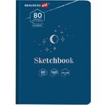Скетчбук, белая бумага 160 г/м2, 145х203 мм, 80 л., твердая обложка, BRAUBERG ART CLASSIC "Ночь", 114593