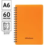 Записная книжка А6 60л., на гребне OfficeSpace "Neon", оранжевая пластиковая обложка