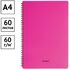 Тетрадь 60л. А4 клетка на гребне OfficeSpace "Neon", пластиковая обложка, розовая