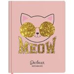 Дневник 1-11 класс 48 л., кожзам (твердая), печать, глиттер, ЮНЛАНДИЯ, "Meow", 106203