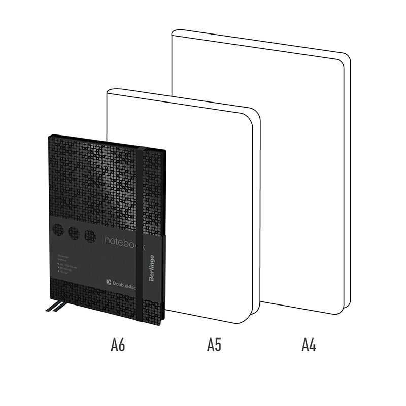 Записная книжка А6 80л., кожзам, Berlingo "DoubleBlack", черный срез, черная, с рисунком