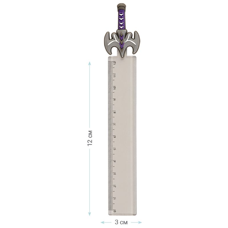 Линейка с топпером 12см MESHU "Grey sword", пластиковая, европодвес