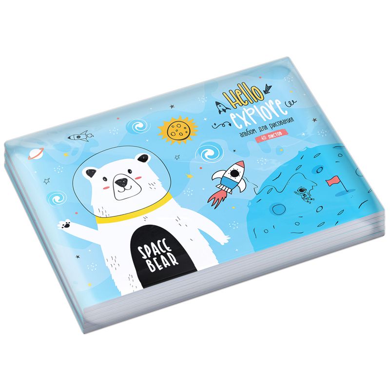 Альбом для рисования 40л., А4, на склейке ArtSpace "Рисунки. Bear hug"