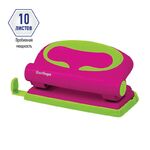 Дырокол Berlingo "Fuze" 10л., пластиковый, розовый, с линейкой