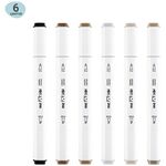 Набор двусторонних маркеров для скетчинга MESHU 06цв., теплые серые цвета, корпус трехгранный, пулевид./клиновид.наконечники, ПВХ-бокс