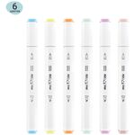 Набор двусторонних маркеров для скетчинга MESHU 06цв., пастельные цвета, корпус трехгранный, пулевид./клиновид.наконечники, ПВХ-бокс