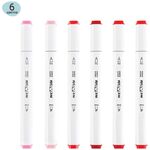 Набор двусторонних маркеров для скетчинга MESHU 06цв., розовые цвета, корпус трехгранный, пулевид./клиновид.наконечники, ПВХ-бокс