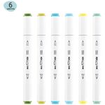 Набор двусторонних маркеров для скетчинга MESHU 06цв., морские цвета, корпус трехгранный, пулевид./клиновид.наконечники, ПВХ-бокс