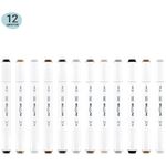 Набор двусторонних маркеров для скетчинга MESHU 12цв., серые цвета, корпус трехгранный, пулевид./клиновид.наконечники, ПВХ-бокс