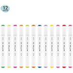 Набор двусторонних маркеров для скетчинга MESHU 12цв., основные и флуоресцентные цвета, корпус трехгранный, пулевид./клиновид.наконечники, ПВХ-бокс