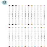 Набор двусторонних маркеров для скетчинга MESHU 24цв., пастельные цвета, корпус трехгранный, пулевид./клиновид.наконечники, ПВХ-бокс