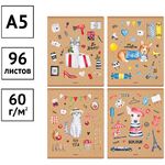 Тетрадь 96л., А5 клетка ArtSpace. "Стиль. Travel with pets"