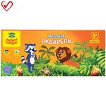 Акварель Мульти-Пульти "Енот в джунглях", медовая, 12 цветов, без кисти, картон