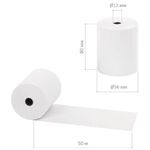 Чековая лента ТЕРМОБУМАГА 80 мм (диаметр 56 мм, длина 50 м, втулка 12 мм), КОМПЛЕКТ 6 шт., 44 г/м2, STAFF, 111954