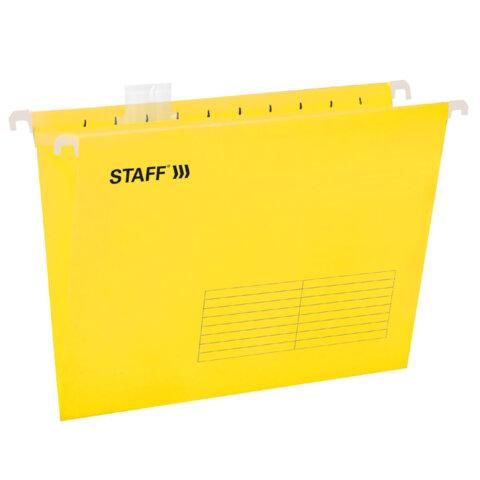 Подвесные папки A4/Foolscap (404х240 мм) до 80 л., КОМПЛЕКТ 10 шт., желтые, картон, STAFF, 270935