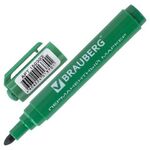 Маркер перманентный BRAUBERG "Classic", ЗЕЛЕНЫЙ, круглый наконечник, 3 мм, с клипом, 150303