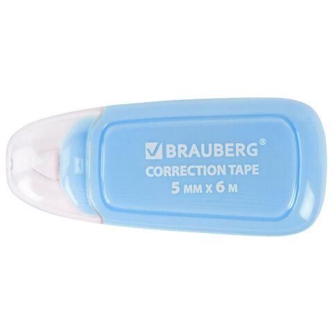 Корректирующая лента BRAUBERG COMPACT PLUS PASTEL, 5 мм х 6 м, корпус ассорти, блистер, 270551