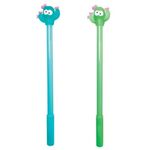 Ручка с топпером шариковая ЮНЛАНДИЯ "Цветущий кактус", корпус ассорти, СИНЯЯ, пишущий узел 0,7 мм, 143781