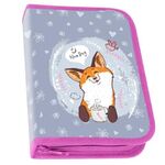 Пенал ПИФАГОР, 1 отделения, 2 откидные планки, полиэстер, 20х14 см, "Cute fox", 271018
